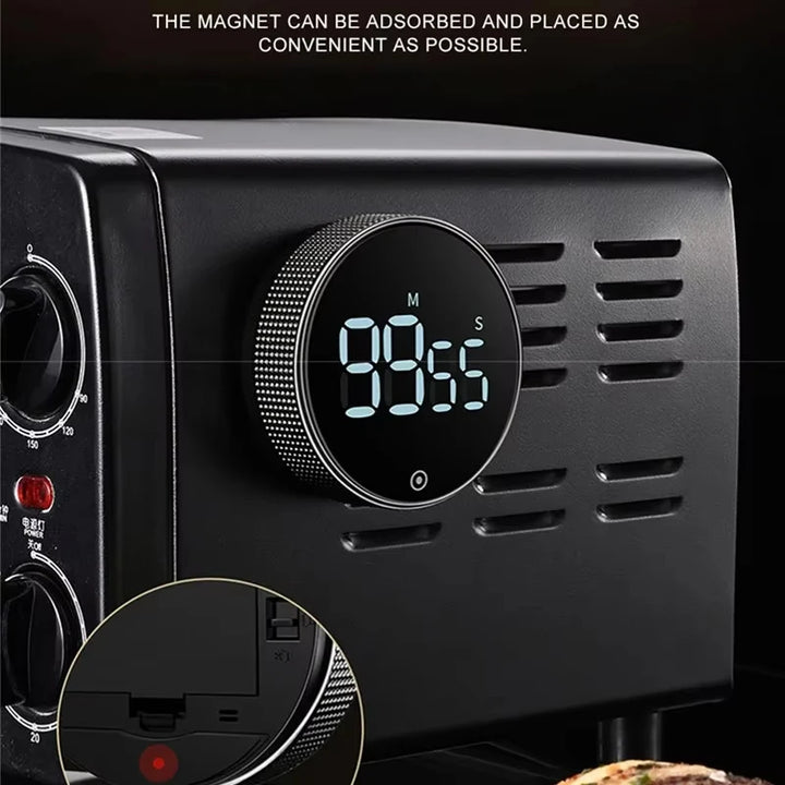 Magnetic LED Digital Timer – Silent Countdown Clock with Rotary Control for Kitchen, Study & Cooking