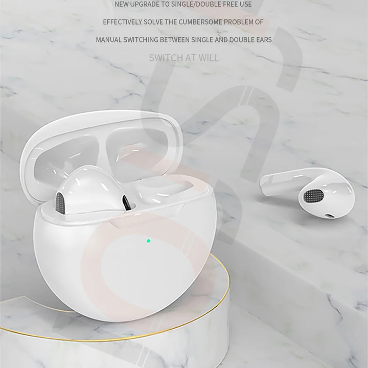 Pro 6 TWS Bluetooth Earbuds - Stereo Sound & Charging Case