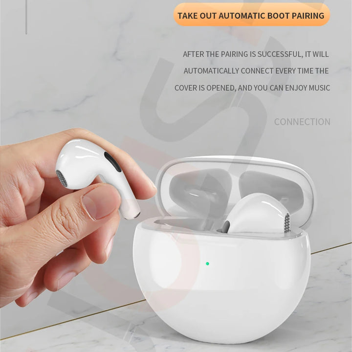 Pro 6 TWS Bluetooth Earbuds - Stereo Sound & Charging Case
