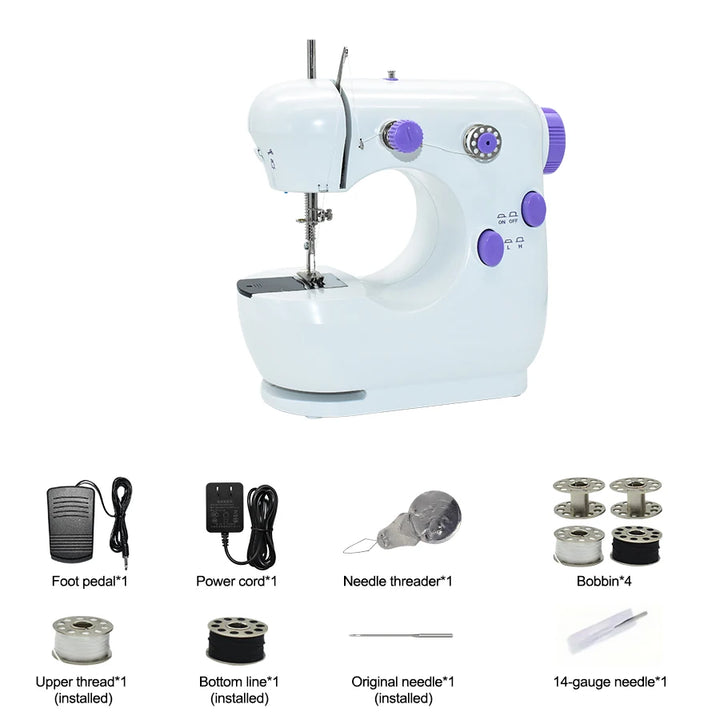Compact Sewing Machine 202 – With Built-in Light, Cutter & Pedal | Ideal for Beginners